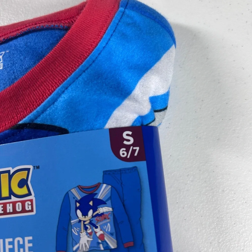 Sonic The Hedgehog Kids 2‎ Piece Pajama Set Size Small Blue Flame Resistant NEW